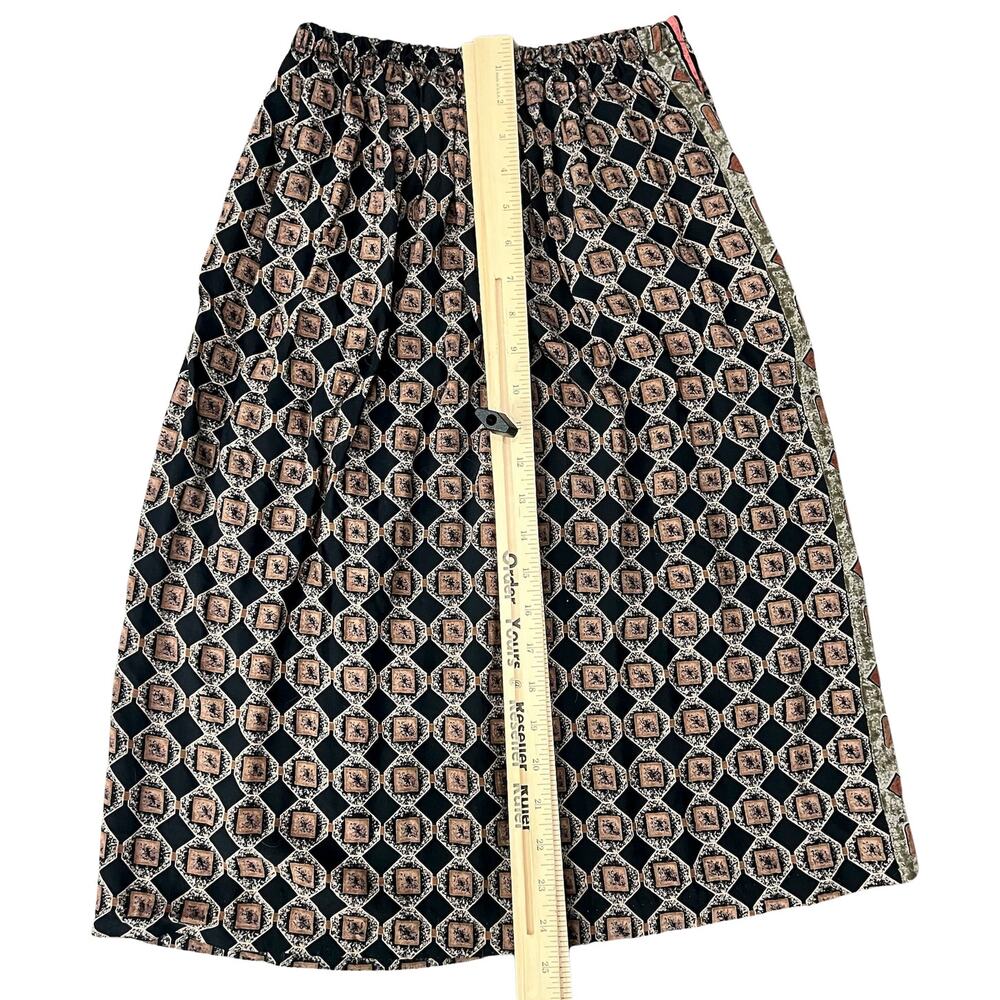 Vintage Brown Red Geometric Button Up Short Sleeve Top Skirt Suit Set size M - Picture 6 of 16